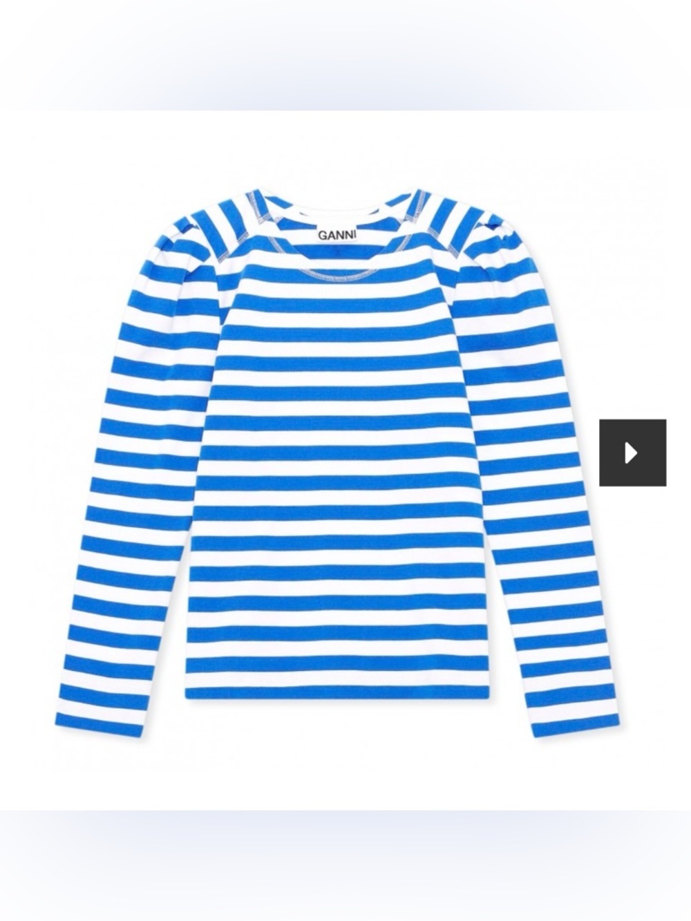 GANNI PUFF STRIPED COTTON LONG SLEEVE T-SHIRT